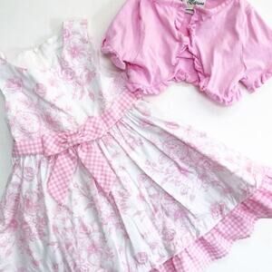 Rare Editions Dress Toddler Girls Size 24 months Toile Print Poplin Dress With C